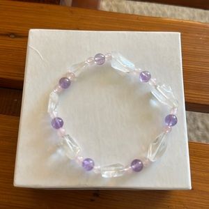 Handmade Bracelet- Rose Quartz, Crystal Rock, & Amethyst